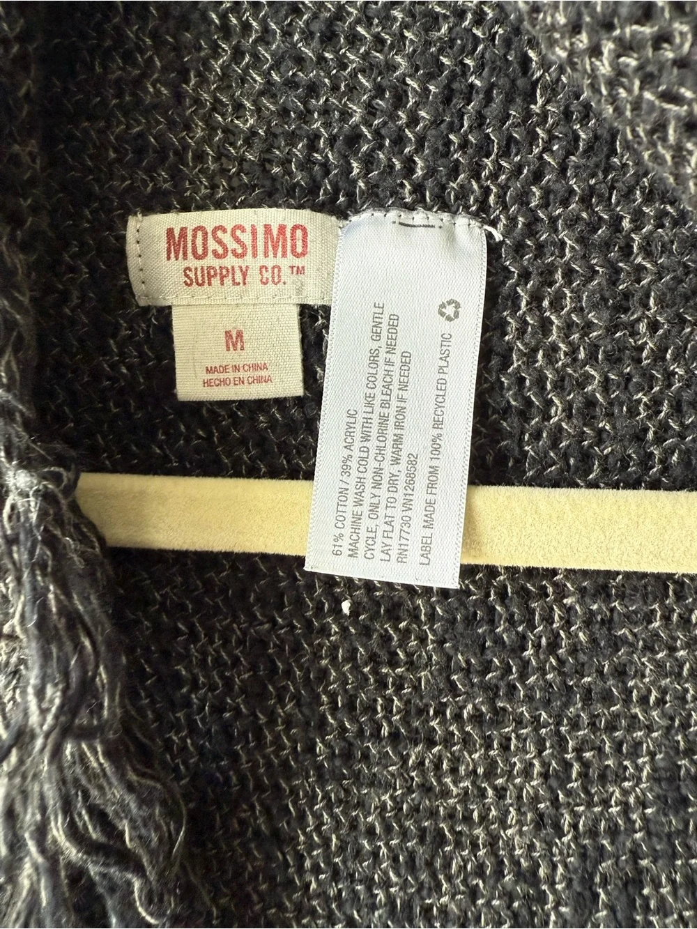 Charcoal Gray Knit Fringe Open Cardigan